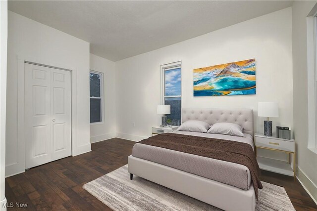 bedroom featuring dark wood-type flooring