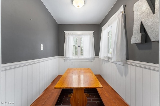 unfurnished dining area with tile patterned floors