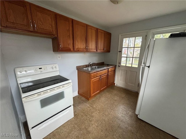 kitchen featuring sink and white appliances