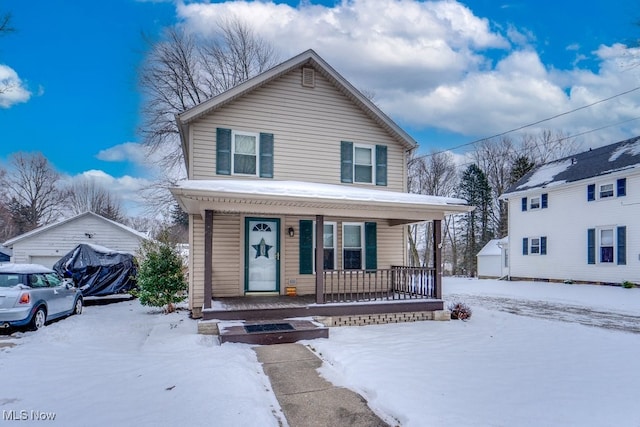 view of front of property featuring covered porch