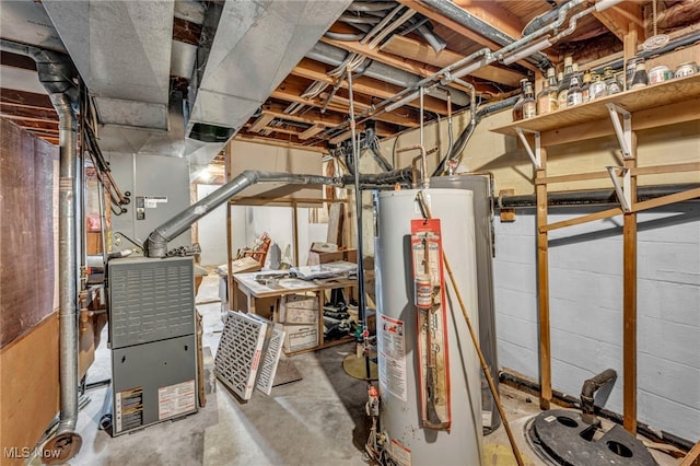 utility room with gas water heater