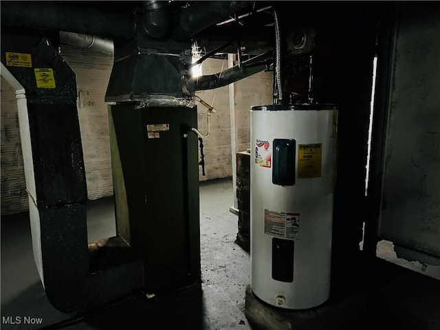 utility room with electric water heater