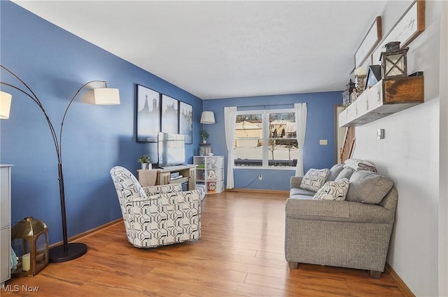 sitting room with hardwood / wood-style floors