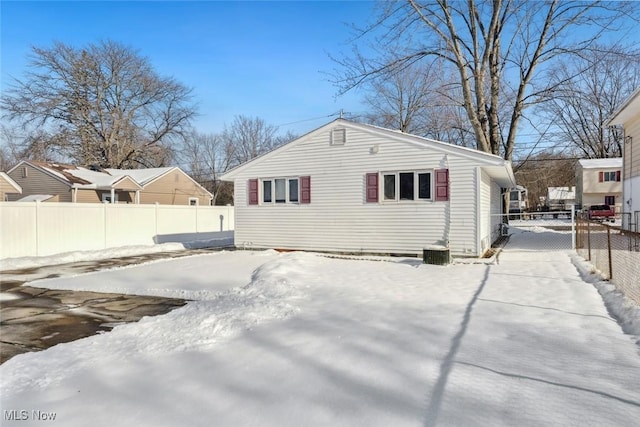 view of snow covered exterior