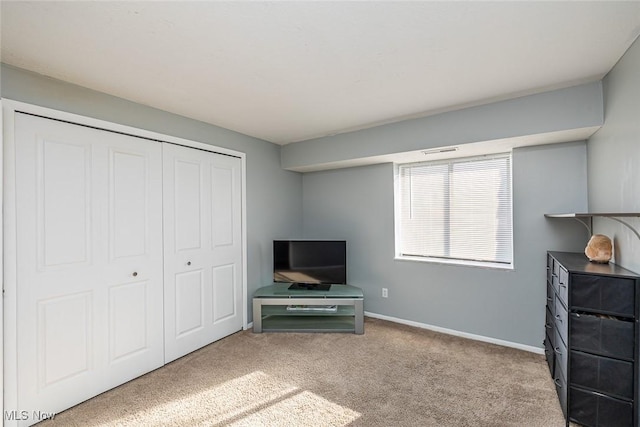 interior space featuring carpet floors and a closet