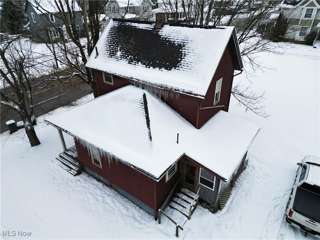 view of snow covered exterior