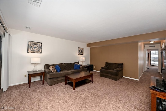 living room featuring carpet flooring