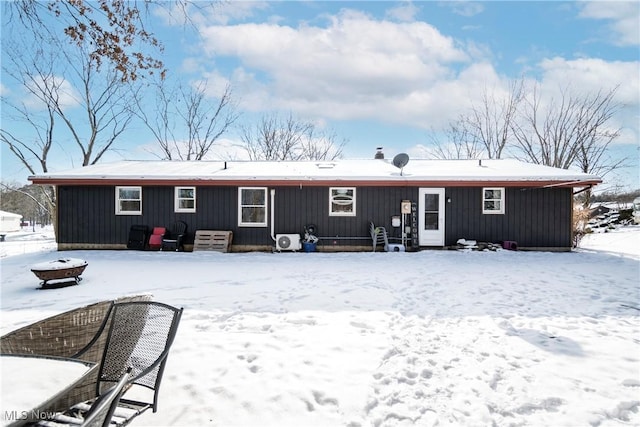 view of snow covered property