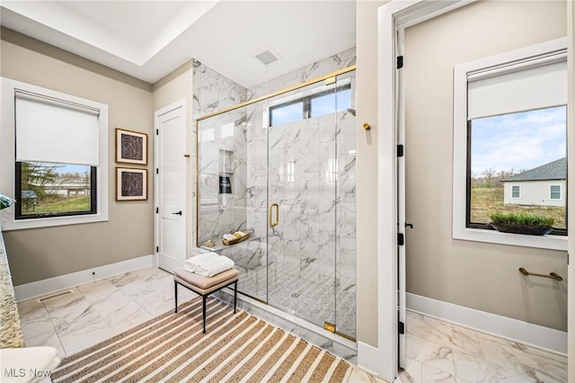 bathroom featuring walk in shower