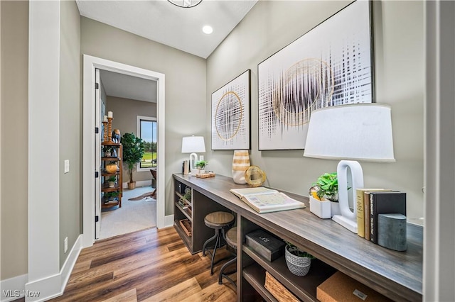 office area featuring hardwood / wood-style flooring