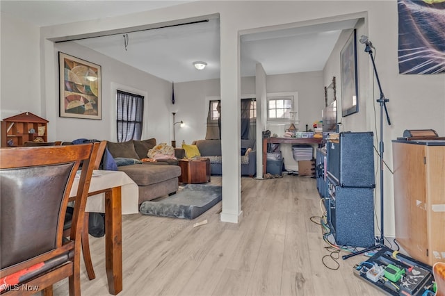 living room featuring light wood-type flooring