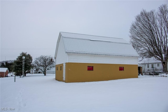 view of snow covered exterior