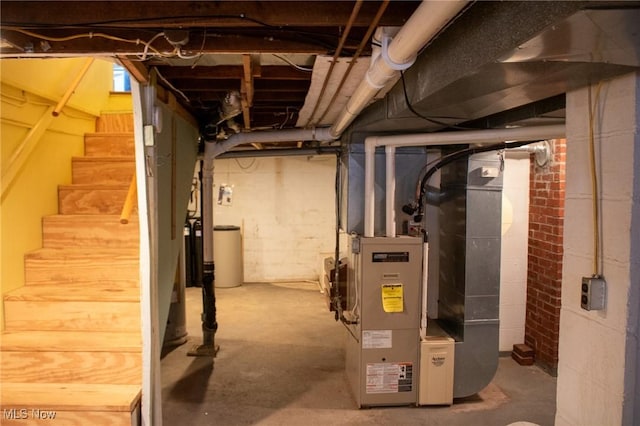 basement with heating unit