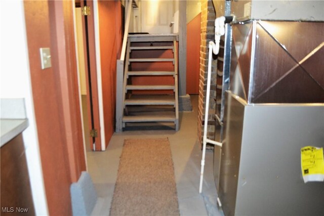 basement featuring heating unit