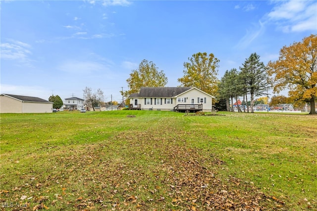 view of yard featuring a deck