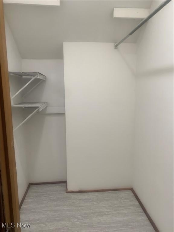 spacious closet featuring light hardwood / wood-style floors