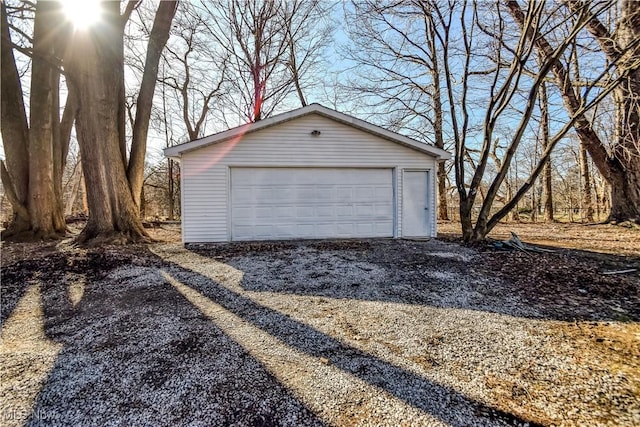 view of detached garage