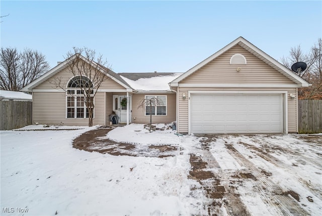 single story home with a garage