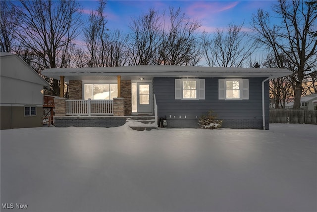 view of front of property with a porch