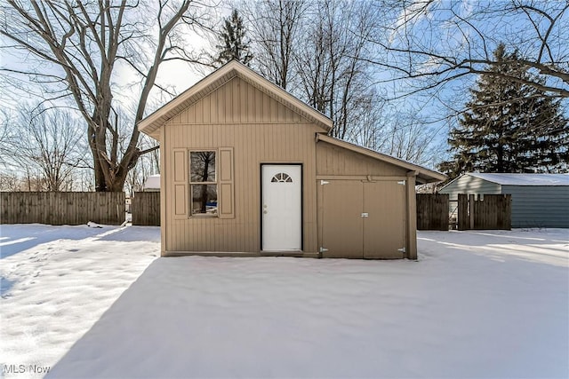 view of snow covered structure