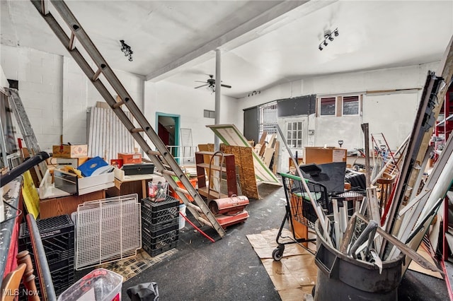 miscellaneous room featuring ceiling fan