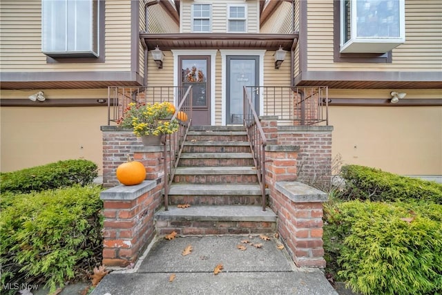 entrance to property with a garage