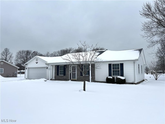 single story home with a garage