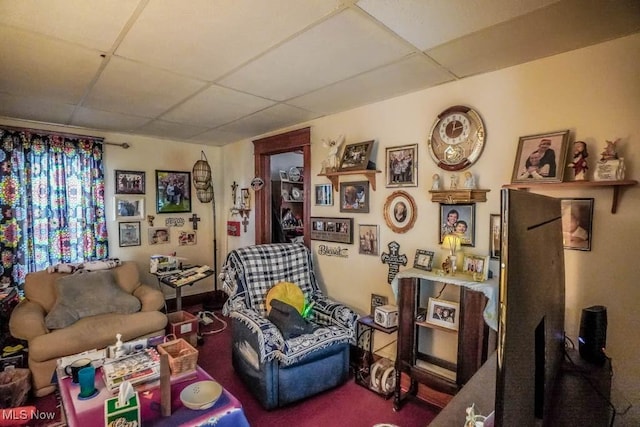 playroom featuring a drop ceiling