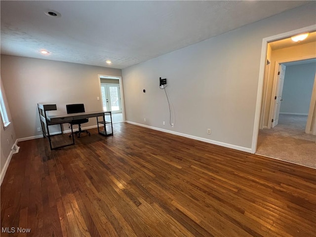 office area featuring dark hardwood / wood-style flooring