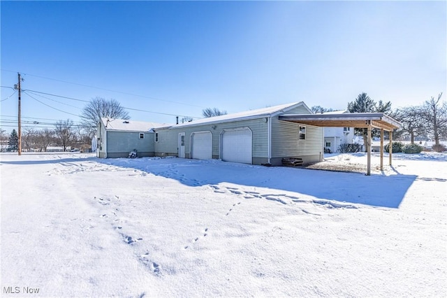 exterior space with a garage