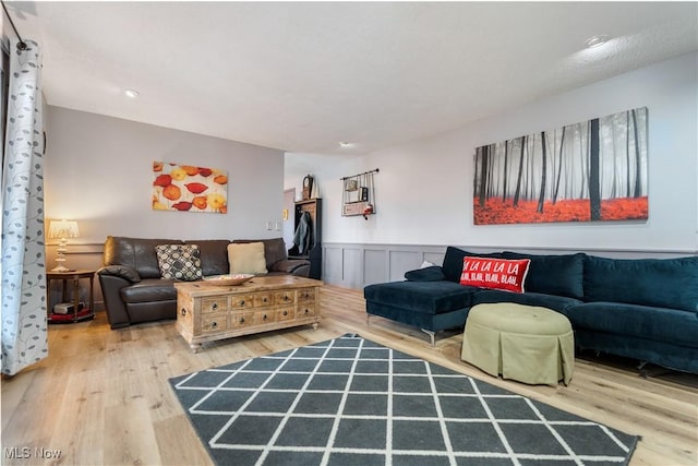 living room with hardwood / wood-style floors