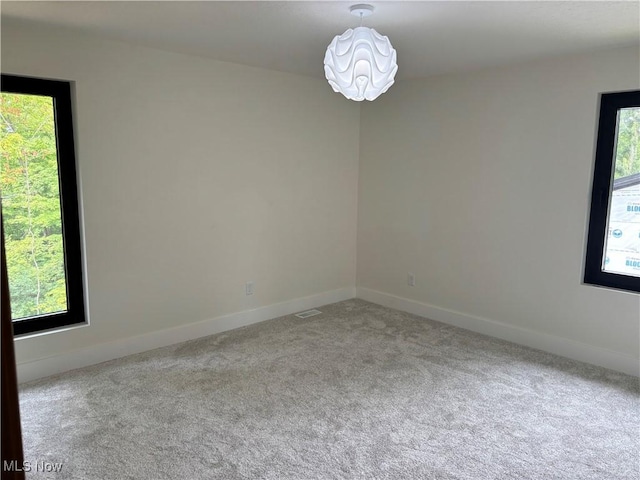 spare room with light carpet