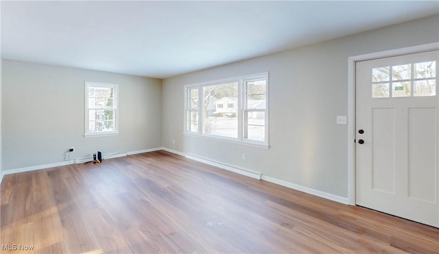 foyer entrance featuring a wealth of natural light and light wood-type flooring