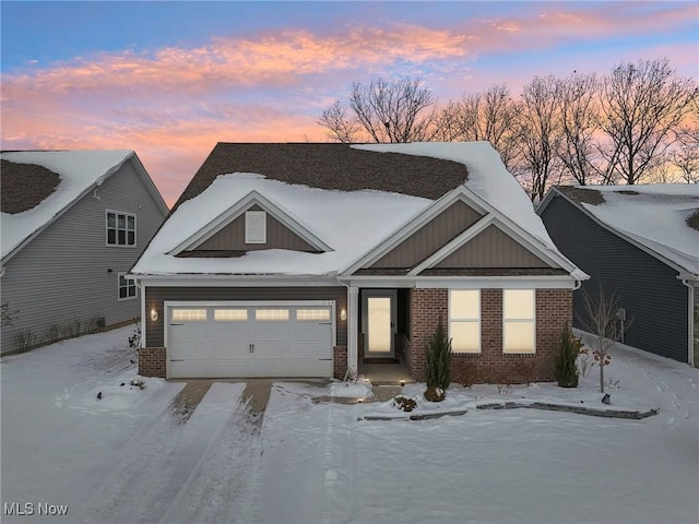 view of front of house with a garage