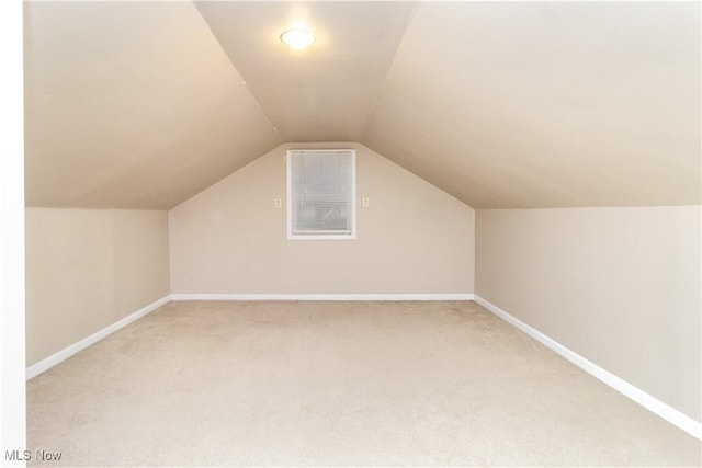 additional living space with carpet and lofted ceiling