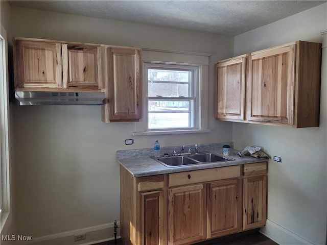 kitchen with sink and a textured ceiling