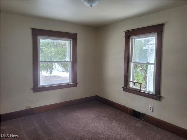 carpeted spare room with a healthy amount of sunlight