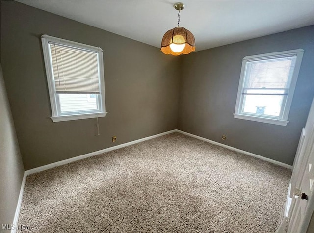 carpeted spare room with a wealth of natural light