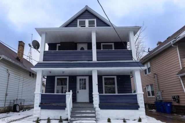 view of front facade featuring covered porch