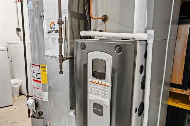 utility room featuring water heater