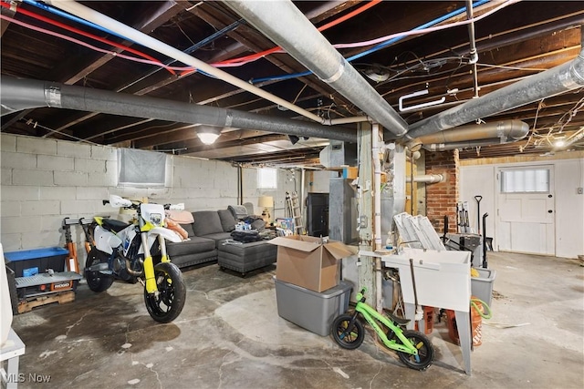 basement with a healthy amount of sunlight