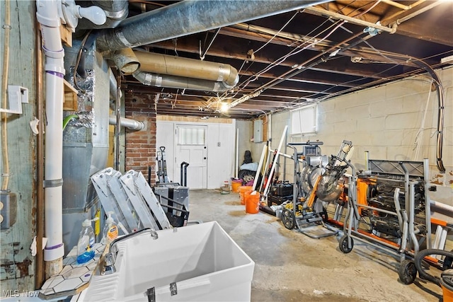 basement with sink