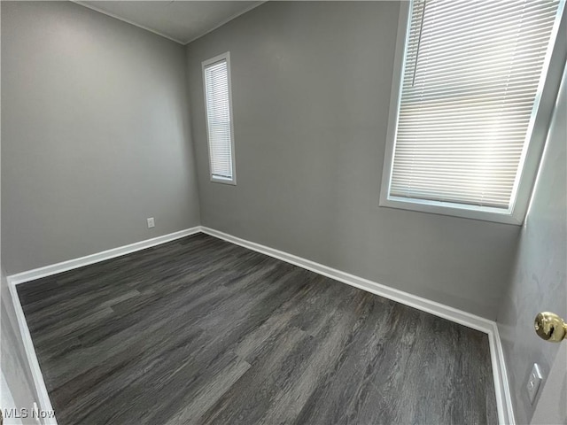 empty room with dark wood-type flooring