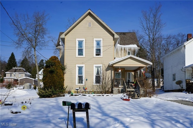 front facade with a porch