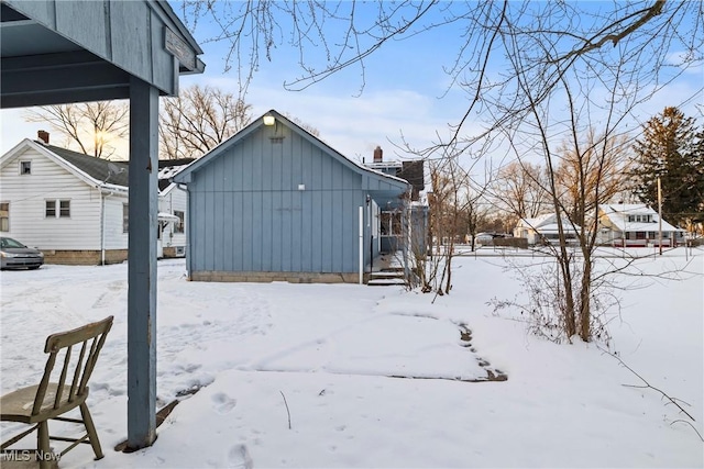 view of yard covered in snow