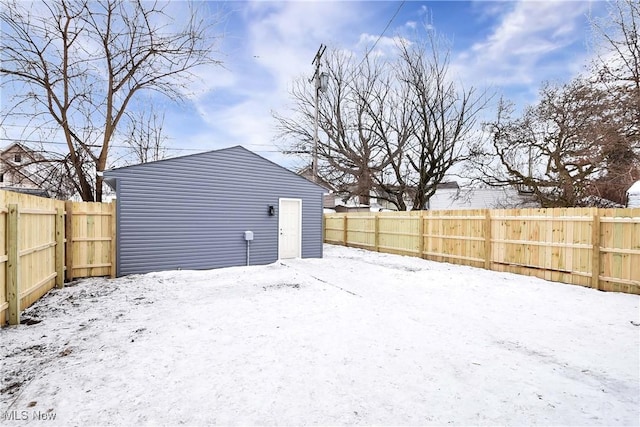 view of yard covered in snow