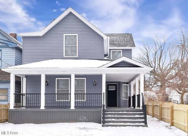 view of front of home with covered porch