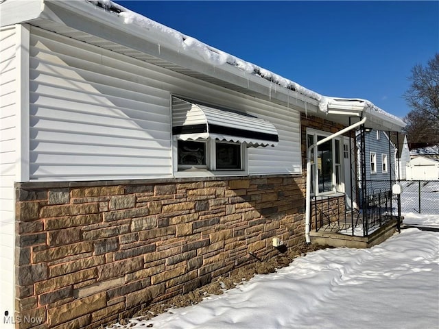 view of snowy exterior