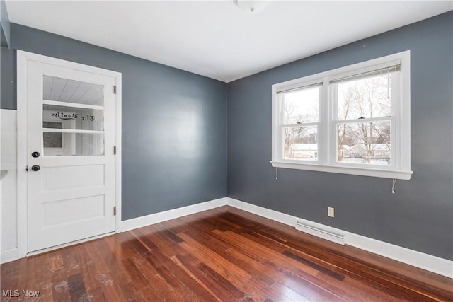 unfurnished room with hardwood / wood-style floors