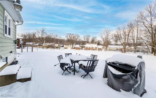 view of yard covered in snow